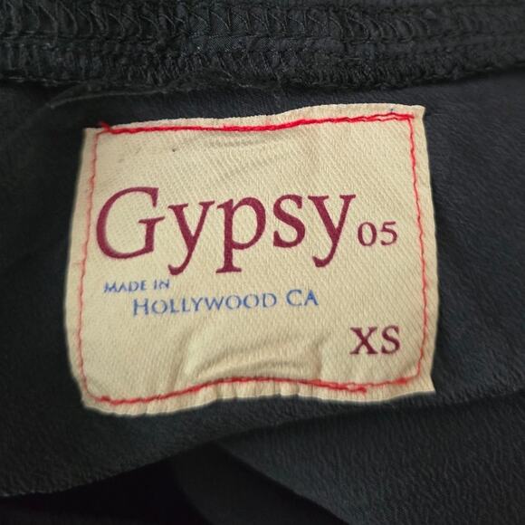 Gypsy 05 Made in Hollywood 100% Silk Black Peace Tie Waist Women's Jumpsuit XS - Picture 4 of 6